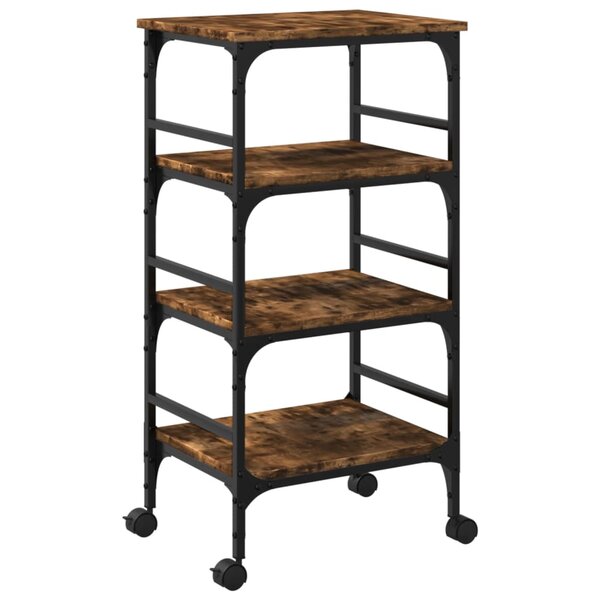 vidaXL Chariot de cuisine chêne fumé 45x35x89 5 cm bois d'ingénierie