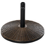 Pied de parasol rond base de lestage Ø 53 x 35 5 cm résine imitation rotin poids net 25 Kg noir bronze
