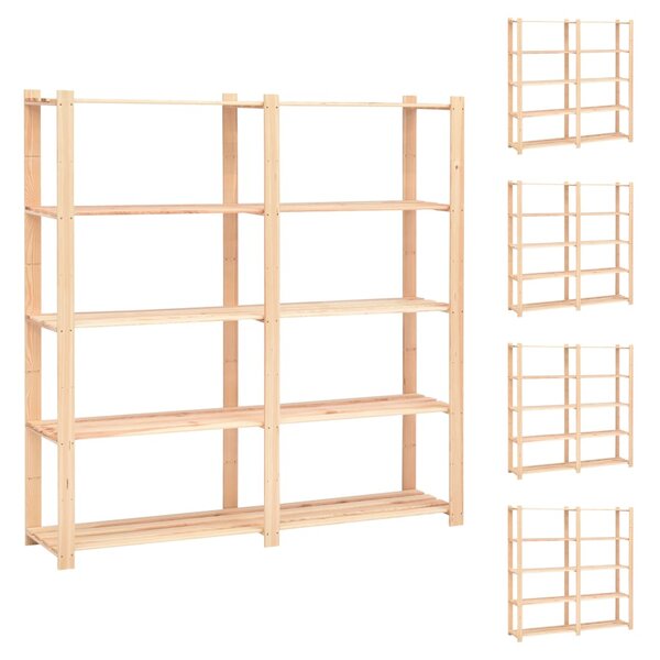 vidaXL Étagères de rangement à 5 niveaux 5Pièces 170x38x170 cm Pin 500 kg