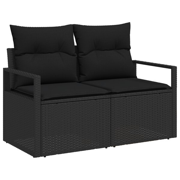 Ensemble de canapé de jardin vidaXL 7 pièces avec coussins noir poly rotin