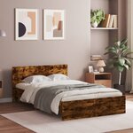 vidaXL Cadre de lit avec tête de lit chêne fumé 135x190 cm