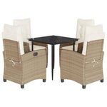 vidaXL Ensemble à manger de jardin avec coussins 5Pièces Beige poly rotin