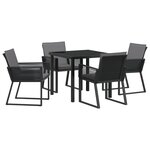 vidaXL Ensemble de Dining de Jardin 5 Pièces avec Coussins Noir Rattan Poly