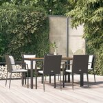 vidaXL Ensemble à manger de jardin coussins 7Pièces Noir Résine tressée