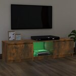 vidaXL Meuble TV avec lumières LED Chêne fumé 140x40x35 5 cm