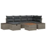 vidaXL Ensemble de canapé de jardin 7 pièces avec coussins gris en poly rattan