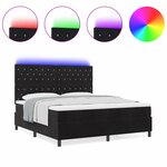 Lit à ressorts vidaXL avec matelas et LED Noir 180x200 cm Velours