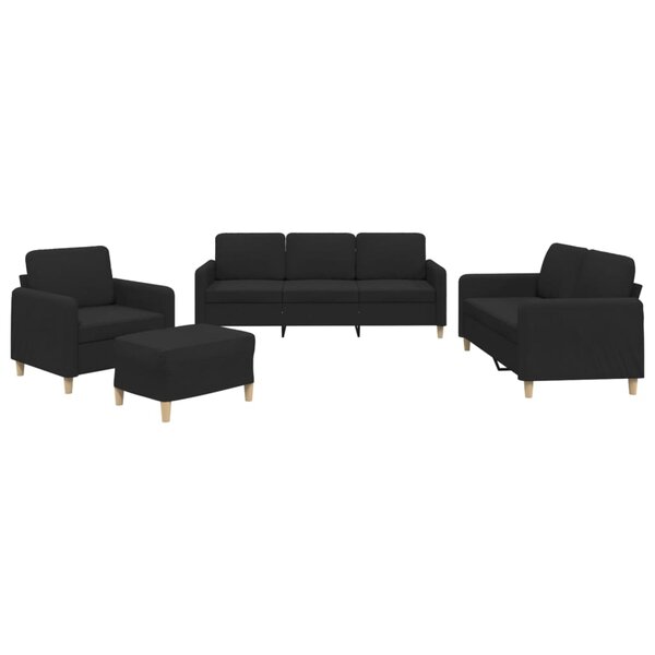 vidaXL Ensemble de canapés 4 Pièces avec coussins Noir Tissu