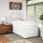 vidaXL Sommier à lattes de lit avec matelas Blanc 100x200cm Similicuir