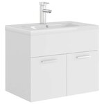 vidaXL Armoire d'évier avec lavabo intégré Blanc Aggloméré