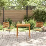 Ensemble de salle à manger jardin vidaXL 3 pièces gris polyrotin acacia