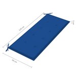 vidaXL Banc Batavia avec coussin bleu royal 120 cm Bois de teck massif