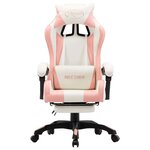 Chaise fauteuil siège pivotante de bureau informatique étude de jeux vidéo et repose-pied Rose et similicuir rose 02_0024224