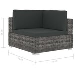 vidaXL Chaises d'angles lot de 2 avec coussins Résine tressée Gris