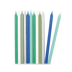 12 bougies longues bleu & argent - 12 cm