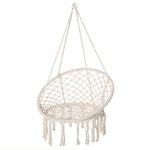 Chaise suspendue chaise hamac de voyage portable Ø 80 x 42H m macramé coton polyester beige