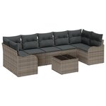 Ensemble de Sofa de Jardin 8 Pièces avec Coussins Gris Rattan Synthétique