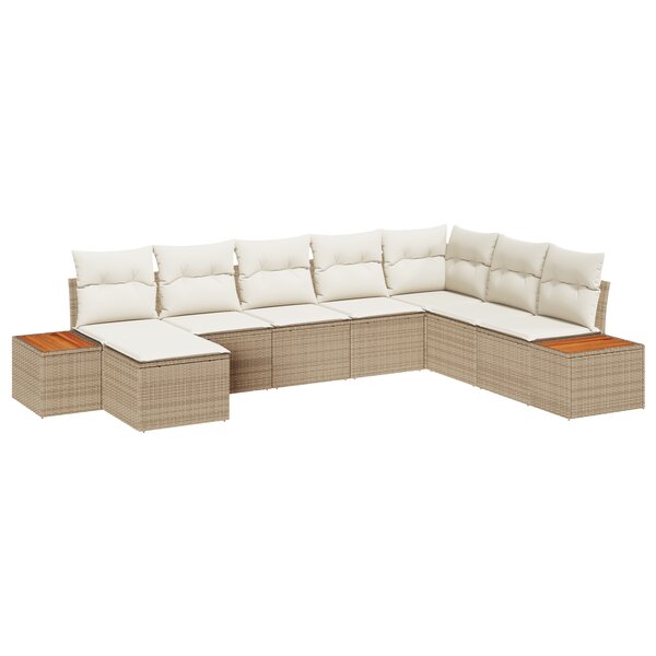 vidaXL Ensemble de canapé de jardin 8 pièces avec coussins Beige Poly Rattan Acacia