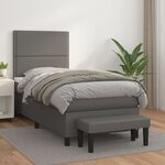vidaXL Sommier à lattes de lit avec matelas Gris 90x200 cm Similicuir