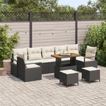 Ensemble de Canapés de Jardin de 10 Pièces avec Coussins Noir Rattan Acacia