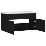 vidaXL Armoire d'évier avec lavabo intégré Noir Bois d'ingénierie