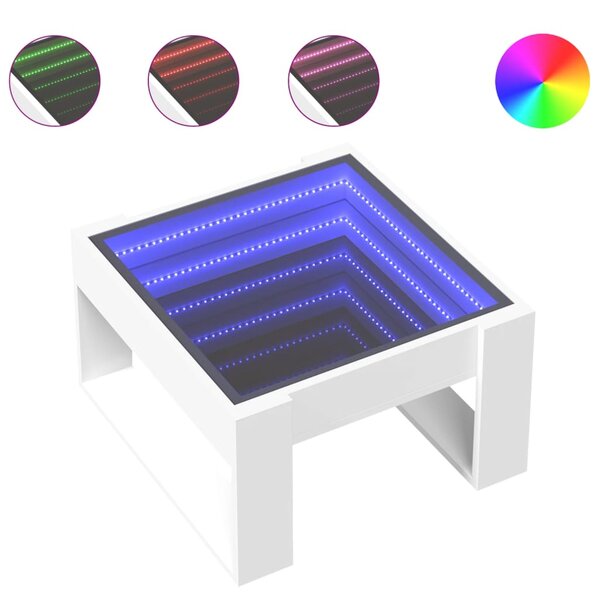 vidaXL Table basse avec LED infini blanc 50x53x30 cm