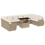 vidaXL Salon de jardin 11 Pièces avec coussins beige résine tressée