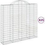 vidaXL Paniers à gabions arqués 25 Pièces 200x50x180/200 cm Fer galvanisé