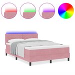 Lit sur pied vidaXL avec matelas et LED Rose 140x200 cm Velours