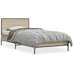 vidaXL Cadre de lit chêne sonoma 75x190 cm bois d'ingénierie et métal