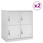 vidaXL Armoires à casiers 2 Pièces Gris clair 90x45x92 5 cm Acier
