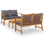 vidaXL Salon de jardin 3 Pièces avec coussin Bois d'acacia solide