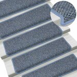 vidaXL Tapis d'escalier autocollants 15 Pièces 65x21x4 cm Bleu