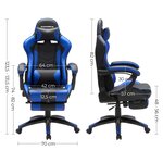 Fauteuil gamer chaise gaming siège de bureau ergonomique repose-pieds télescopique dossier réglable de 90° à 135° accoudoirs synchronisés charge 150 kg noir et bleu 12_0001424