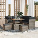 Ensemble de canapé de jardin vidaXL 8 pièces avec coussins gris  rotin en polyéthylène acacia