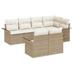 vidaXL Set de Canapés de Jardin de 7 Pièces avec Coussins Beige en Poly Rattan