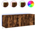 vidaXL Meubles TV muraux et lumières LED 2Pièces chêne fumé 60x35x41 cm