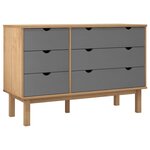 vidaXL Commode OTTA marron et gris 111x43x73 5 cm bois de pin massif