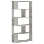 vidaXL Bibliothèque/Séparateur de pièce Gris béton Bois d’ingénierie