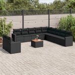 vidaXL Salon de jardin 12 Pièces avec coussins noir résine tressée
