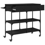 vidaXL Chariot de cuisine noir 105x42x95 cm bois d'ingénierie