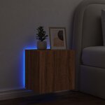 vidaXL Meuble TV mural avec lumières LED chêne marron 40 5x35x40 cm