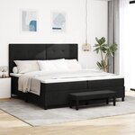 vidaXL Lit à ressort avec matelas et banc noir 200x200 cm en tissu