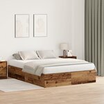 Cadre de lit de rangement vidaXL en bois ancien 135x190 cm