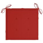 vidaXL Chaises de jardin avec coussins rouge lot de 6 Bois teck massif