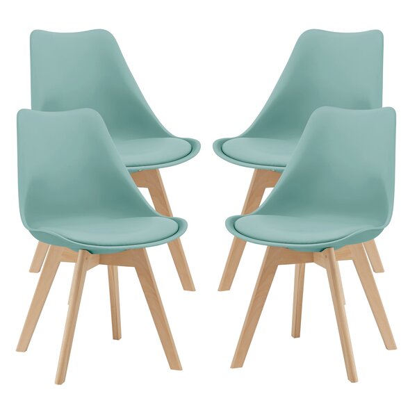 Lot de 4 chaises de salle à manger similicuir hêtre menthe 03_0006764