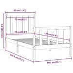 vidaXL Cadre de lit sans matelas noir 75x190 cm bois massif