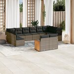vidaXL Salon de jardin avec coussins 12 Pièces gris résine tressée