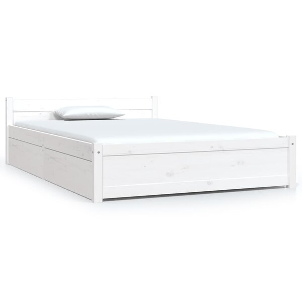 vidaXL Cadre de lit sans matelas avec tiroirs blanc