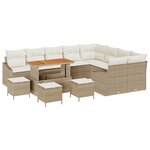 Canapé de Jardin vidaXL 13 pièces avec Coussins Beige Poly Rattan Acacia